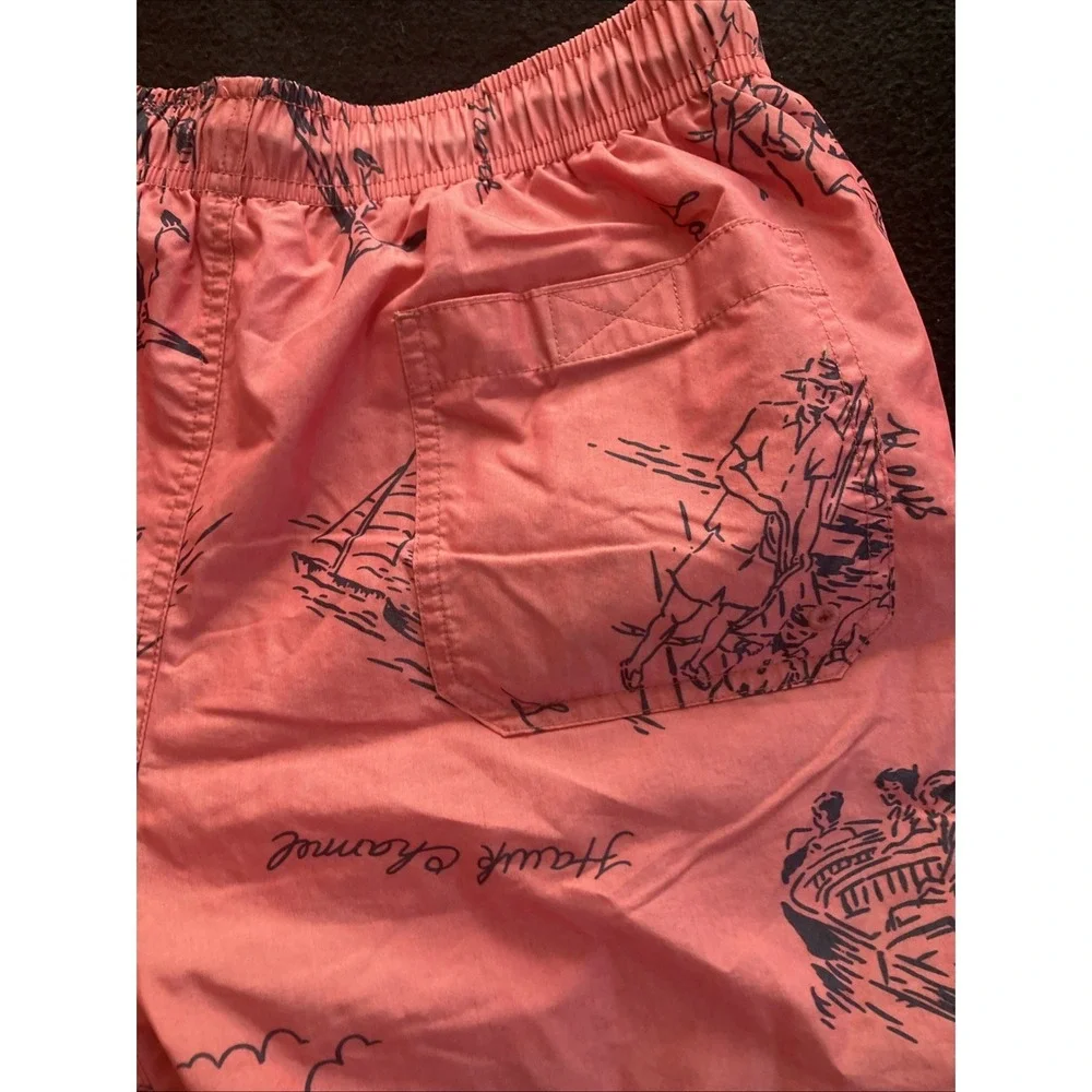 Polo Ralph Lauren Traveler Swim Shorts Pink Tropical Large Big Pine Hawk Channel